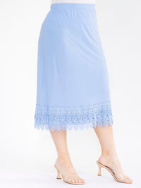 PLUS SIZE ELASTIC WAIST CROCHET BOTTOM HEM MIDI SKIRT
