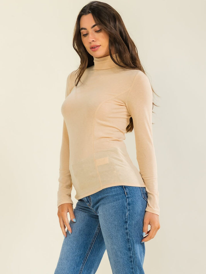 WOMEN'S LONG SLEEVE TURTLE NECK BASIC TOP