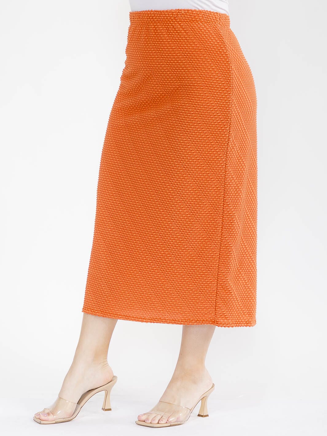PLUS SIZE ELASTIC WAIST DETAILED MAXI SKIRT