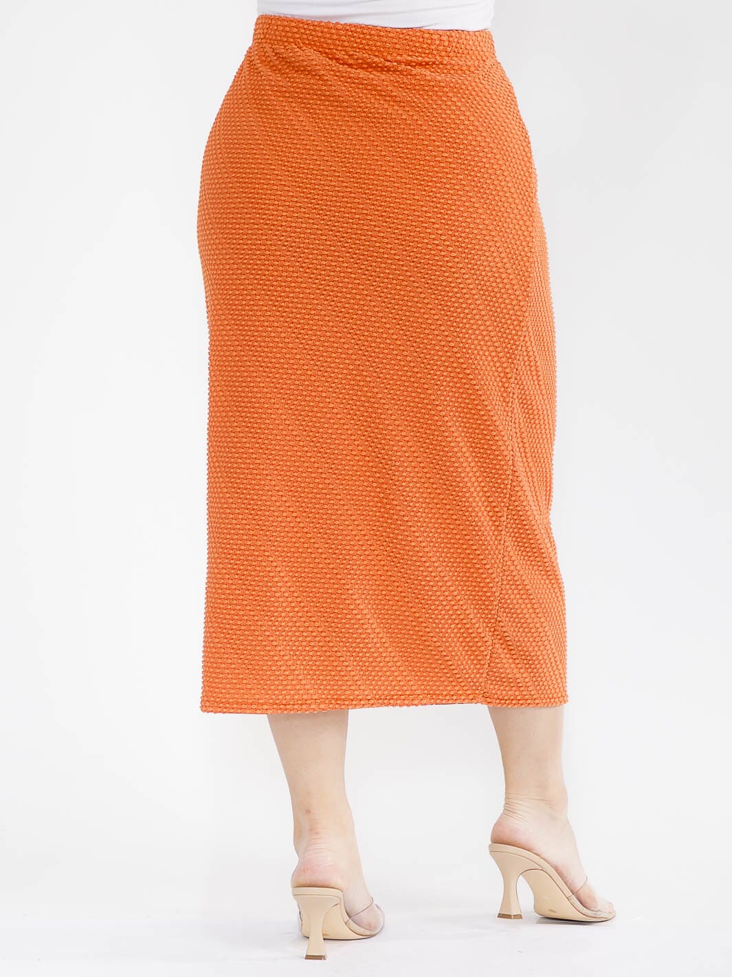 PLUS SIZE ELASTIC WAIST DETAILED MAXI SKIRT