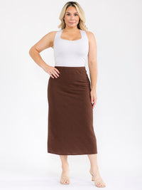 PLUS SIZE ELASTIC WAIST DETAILED MAXI SKIRT