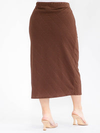 PLUS SIZE ELASTIC WAIST DETAILED MAXI SKIRT
