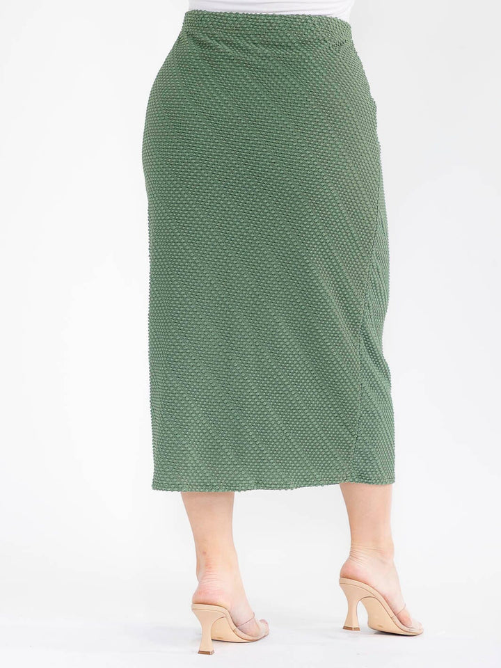 PLUS SIZE ELASTIC WAIST DETAILED MAXI SKIRT