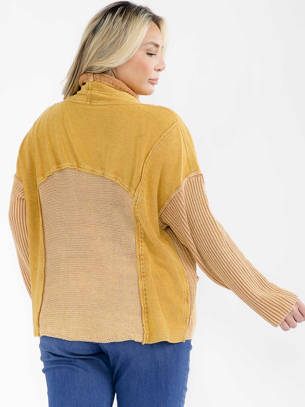 PLUS SIZE LONG SLEEVE OPEN FRONT POCKETS WASHED CARDIGAN