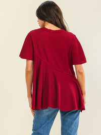ENTRO WOMEN'S SHORT SLEEVE TUNIC PEPLUM BLOUSE