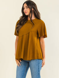 ENTRO WOMEN'S SHORT SLEEVE TUNIC PEPLUM BLOUSE