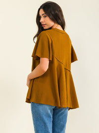 ENTRO WOMEN'S SHORT SLEEVE TUNIC PEPLUM BLOUSE