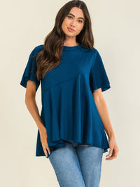ENTRO WOMEN'S SHORT SLEEVE TUNIC PEPLUM BLOUSE