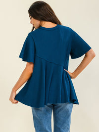 ENTRO WOMEN'S SHORT SLEEVE TUNIC PEPLUM BLOUSE