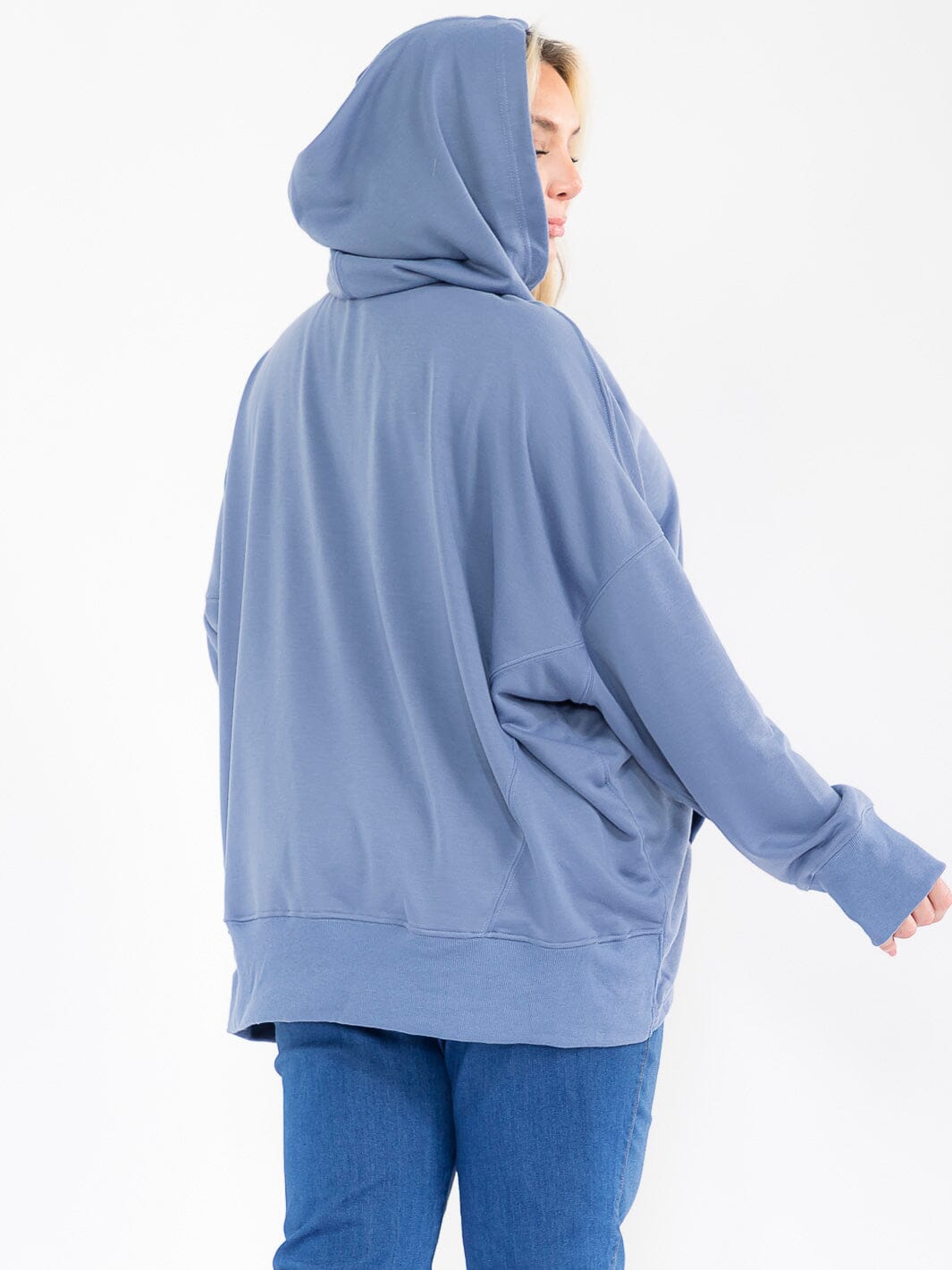 PLUS SIZE LONG SLEEVE FRONT POCKETS BUTTON UP HOODED PULLOVER SWEATER