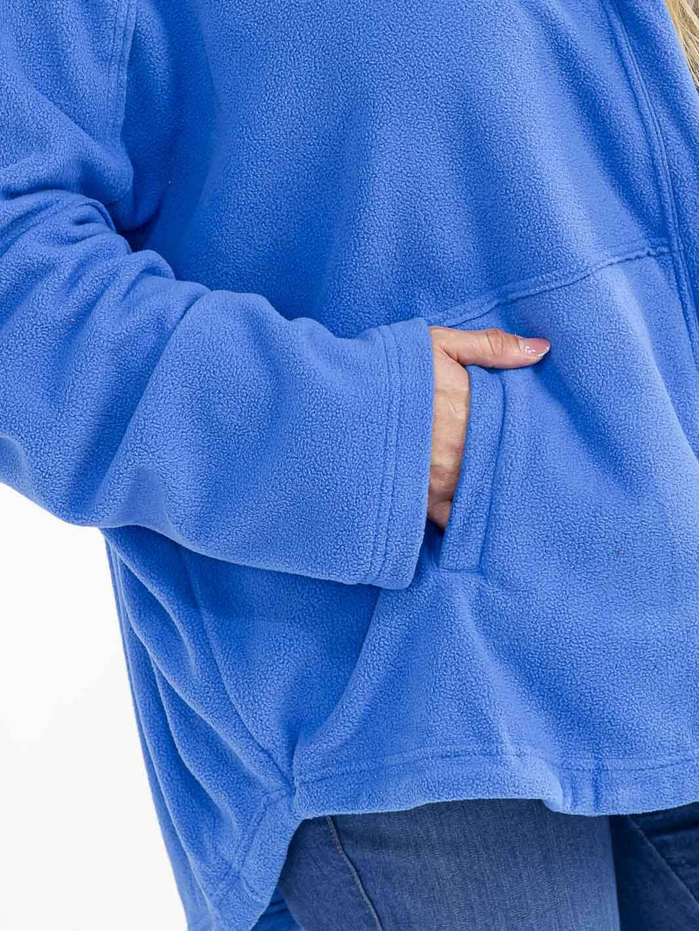 PLUS SIZE LONG SLEEVE OPEN FRONT POCKETS HOODED CARDIGAN