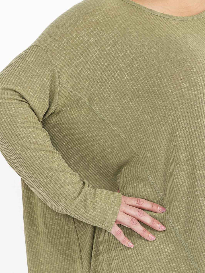 PLUS SIZE LONG SLEEVE HIGH-LOW OVERSIZED TOP