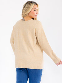 PLUS SIZE LONG SLEEVE FRINGE DETAILED PULLOVER SWEATER