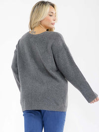 PLUS SIZE LONG SLEEVE FRINGE DETAILED PULLOVER SWEATER