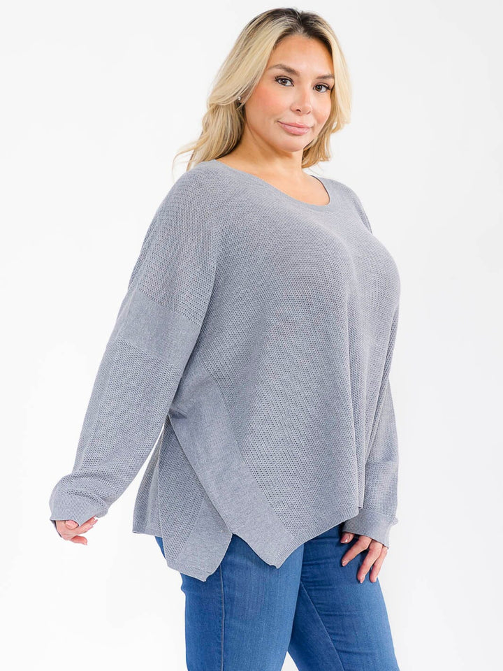 PLUS SIZE LONG SLEEVE PULLOVER KNIT SWEATER