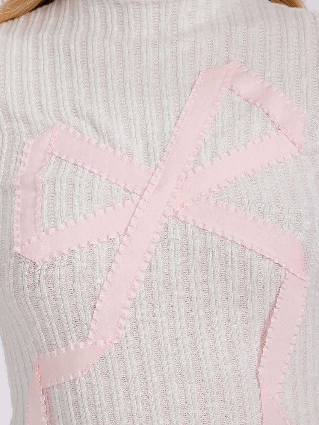 WOMEN'S SHORT SLEEVE MOCK NECK BOW DETAILED TOP