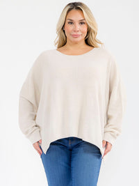 PLUS SIZE LONG SLEEVE PULLOVER KNIT SWEATER