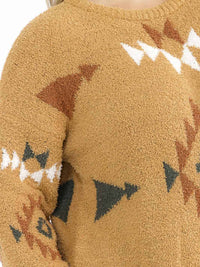 PLUS SIZE LONG SLEEVE PRINT PULLOVER SWEATER