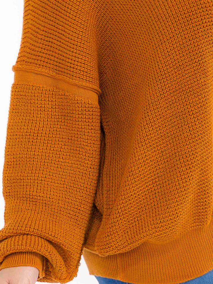 PLUS SIZE LONG SLEEVE V-NECK PULLOVER KNIT SWEATER