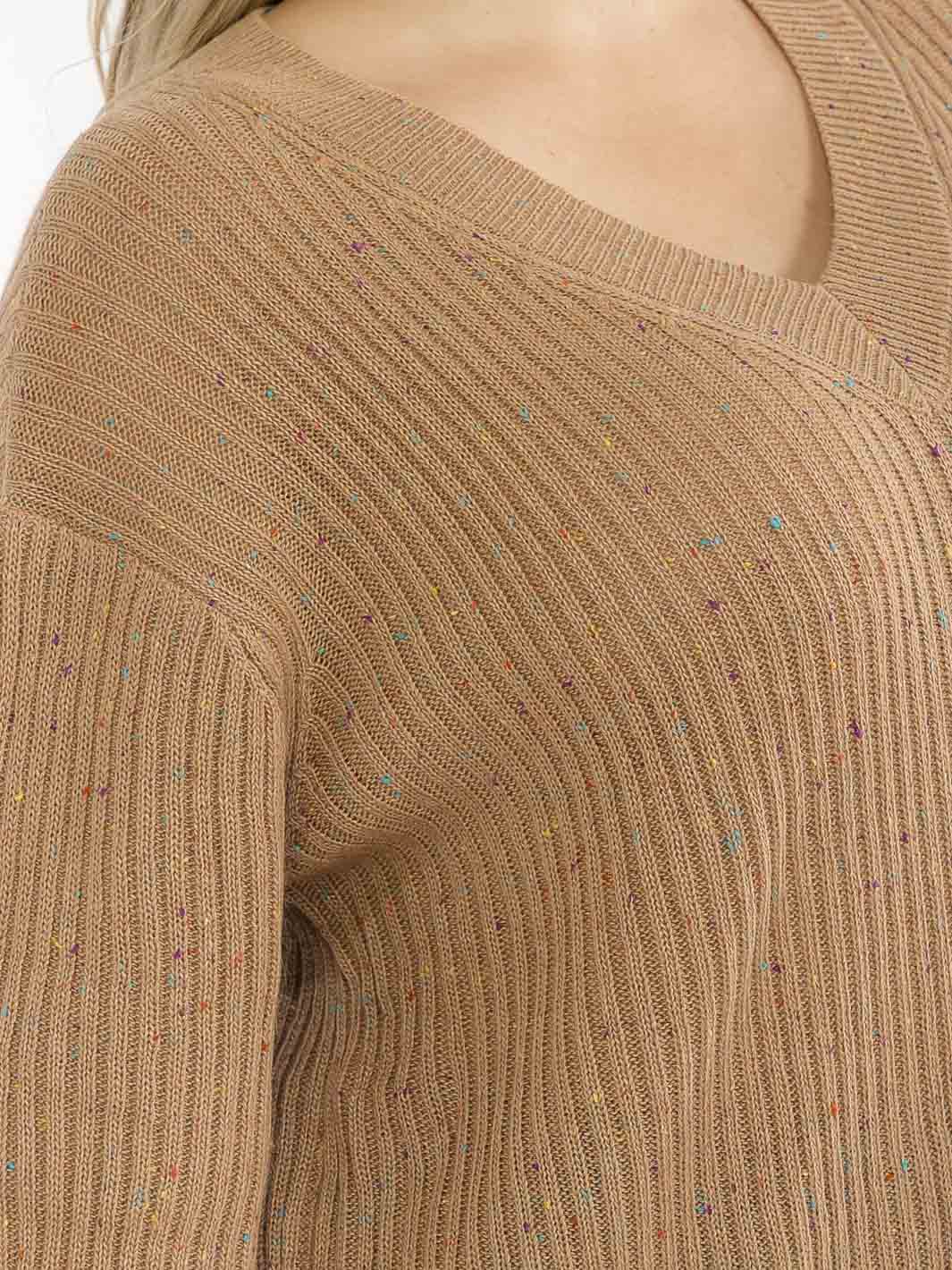 PLUS SIZE LONG SLEEVE V-NECK PULLOVER KNIT SWEATER