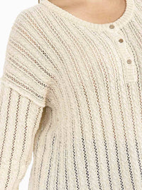 PLUS SIZE LONG SLEEVE BUTTON UP KNIT TOP