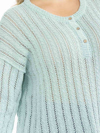 PLUS SIZE LONG SLEEVE BUTTON UP KNIT TOP