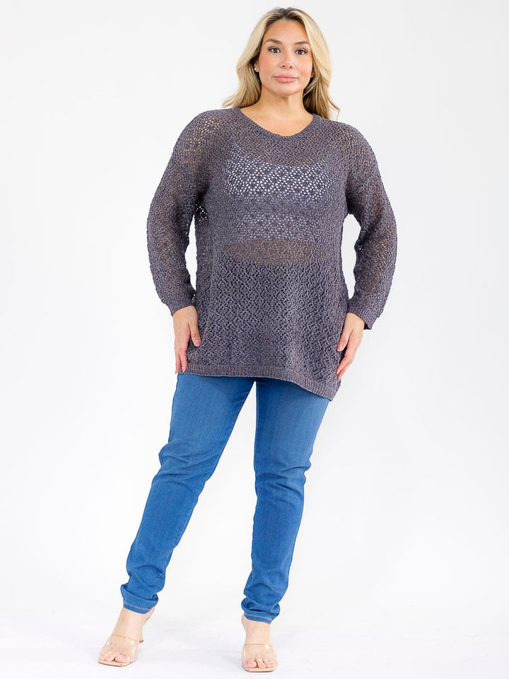 PLUS SIZE LONG SLEEVE KNIT TOP
