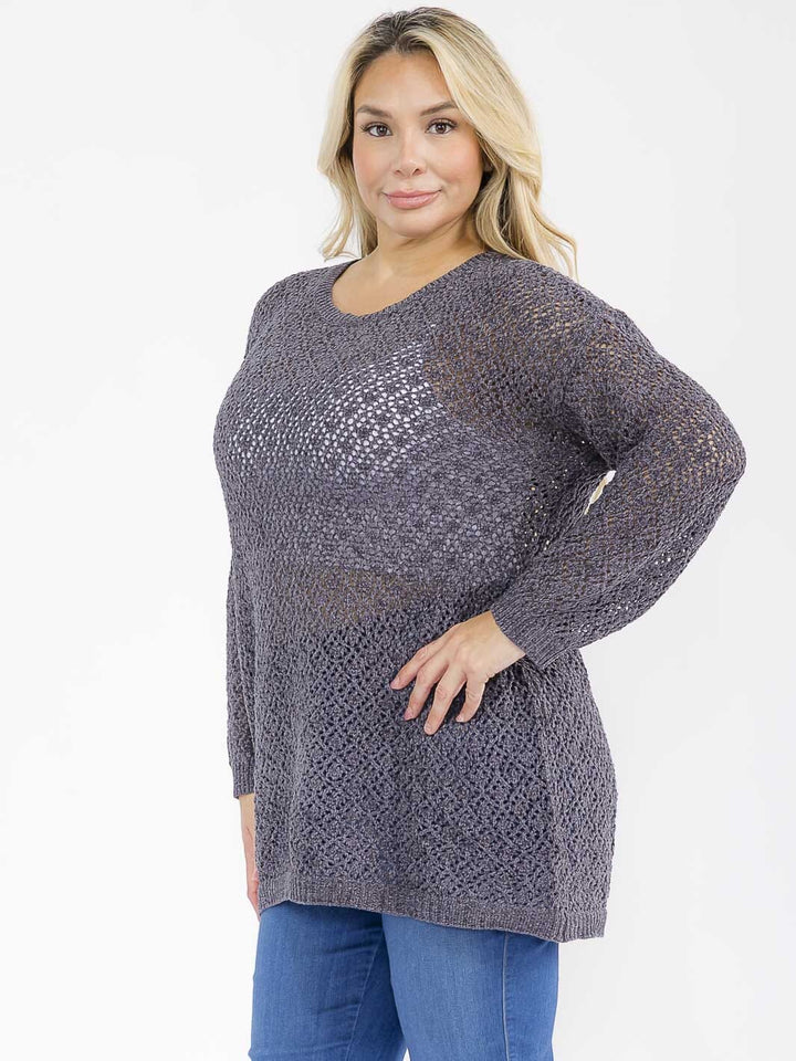 PLUS SIZE LONG SLEEVE KNIT TOP