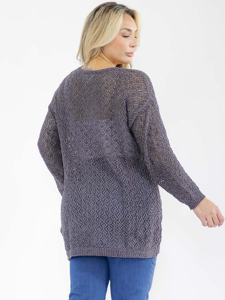 PLUS SIZE LONG SLEEVE KNIT TOP