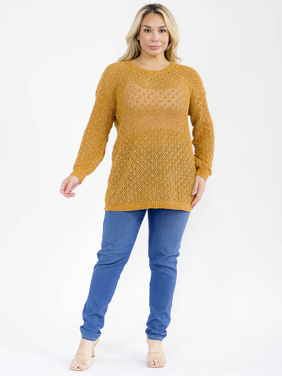 PLUS SIZE LONG SLEEVE KNIT TOP