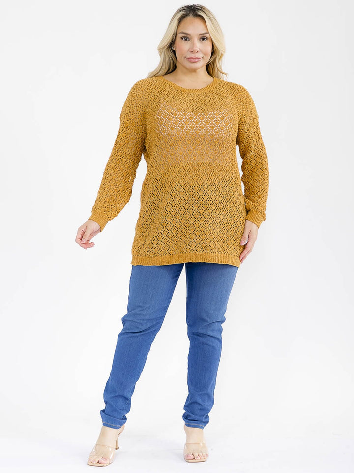 PLUS SIZE LONG SLEEVE KNIT TOP
