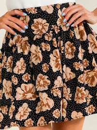 ENTRO WOMEN'S ZIPPER CLOSURE RUFFLE TIERED FLORAL MINI SKIRT