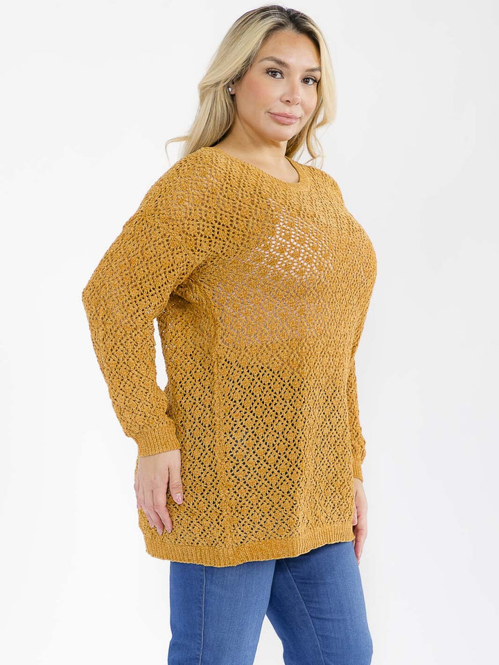PLUS SIZE LONG SLEEVE KNIT TOP