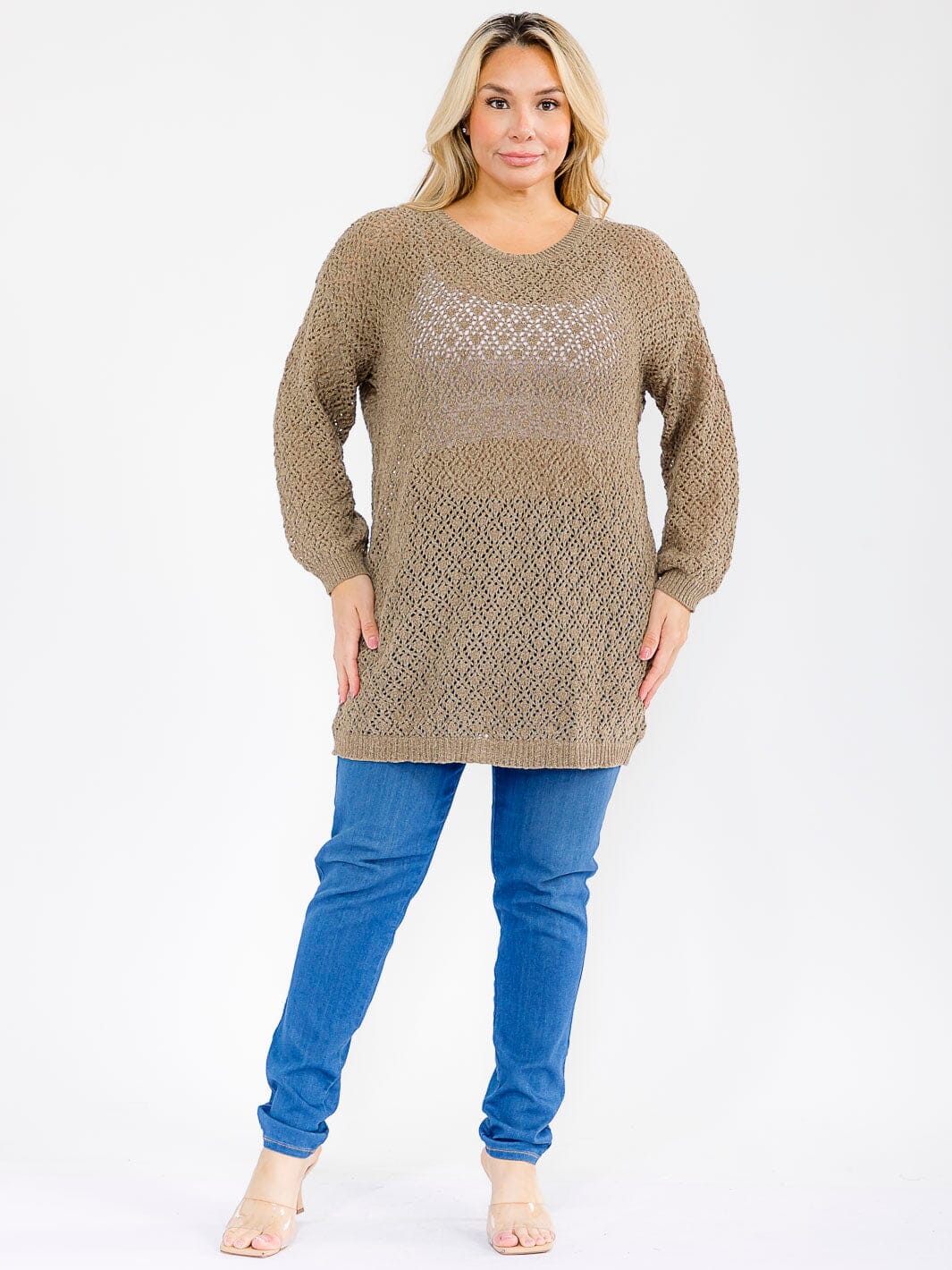 PLUS SIZE LONG SLEEVE KNIT TOP