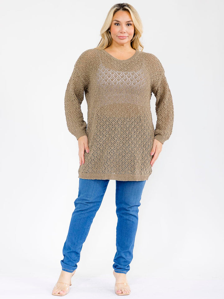PLUS SIZE LONG SLEEVE KNIT TOP