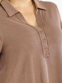 PLUS SIZE LONG SLEEVE V-NECK LOOSE FIT TUNIC TOP