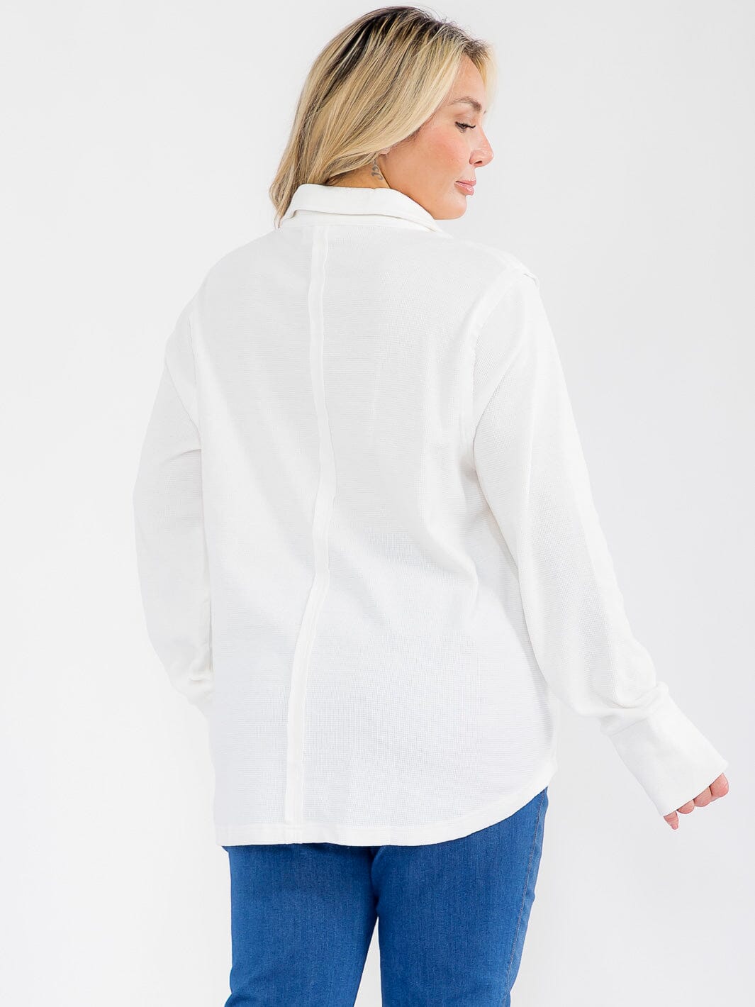 PLUS SIZE LONG SLEEVE V-NECK LOOSE FIT TUNIC TOP