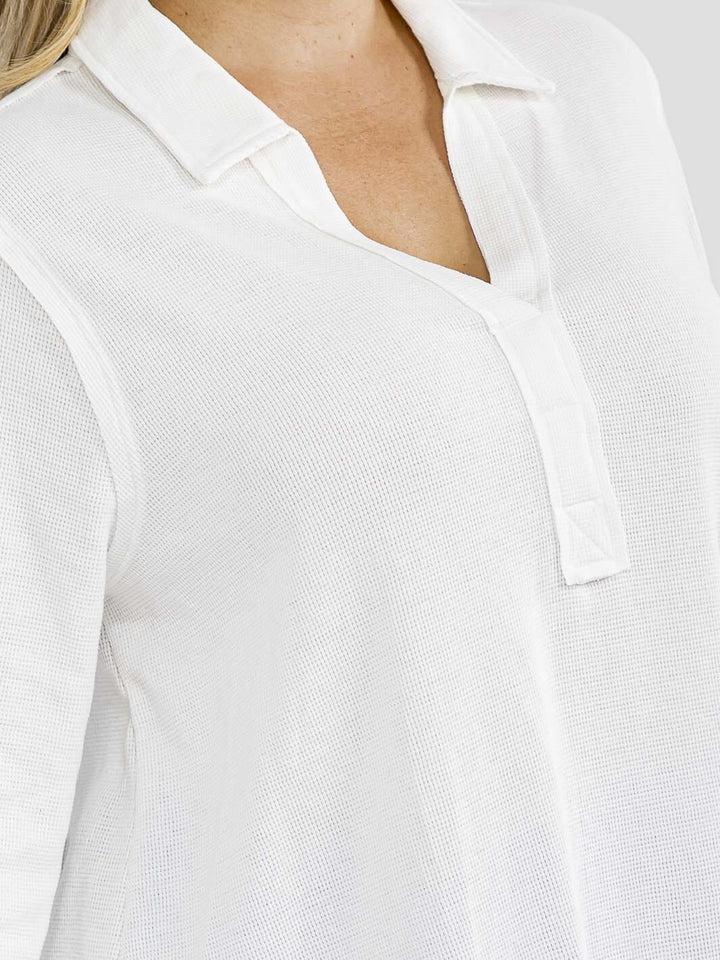 PLUS SIZE LONG SLEEVE V-NECK LOOSE FIT TUNIC TOP