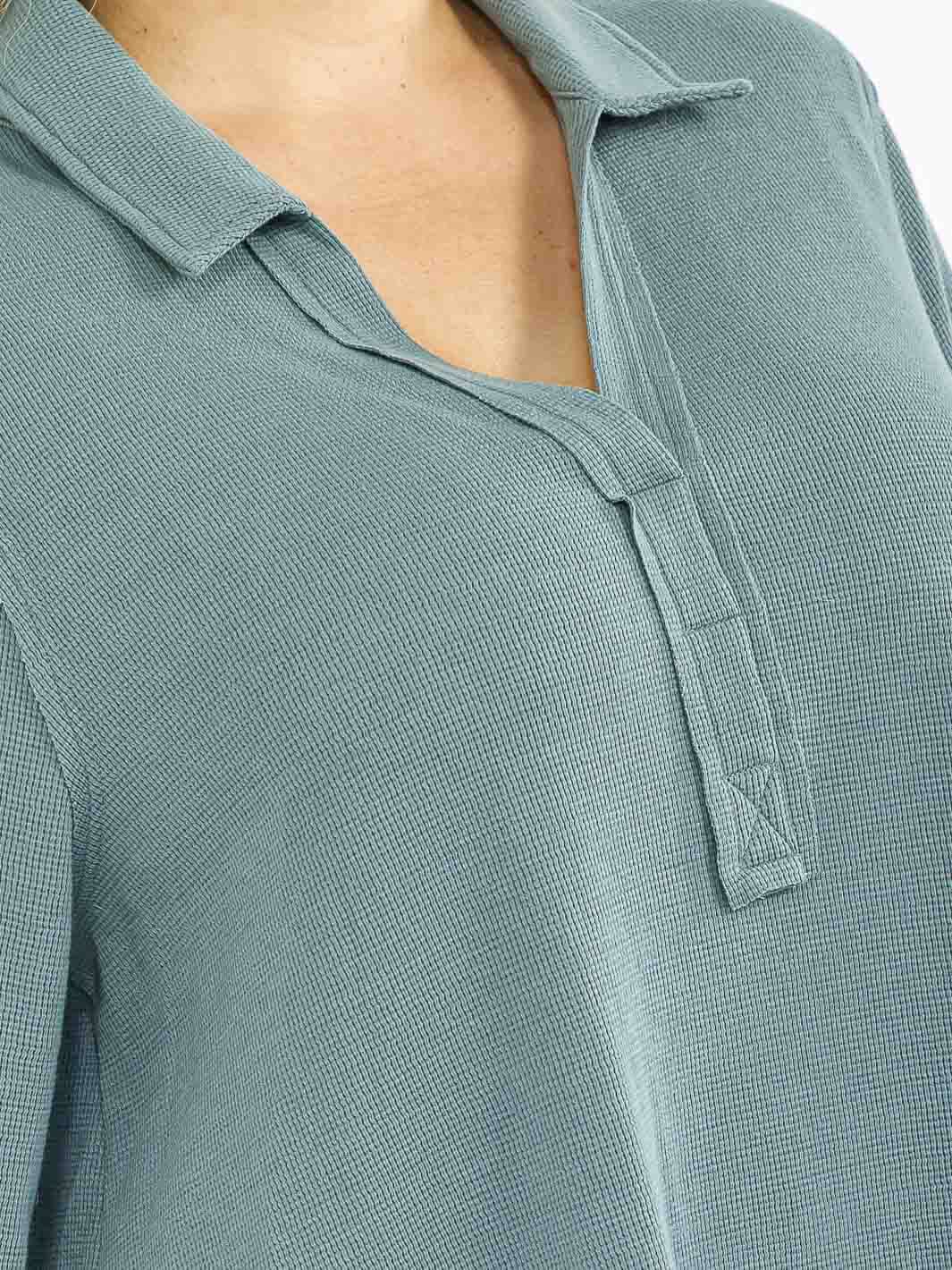 PLUS SIZE LONG SLEEVE V-NECK LOOSE FIT TUNIC TOP