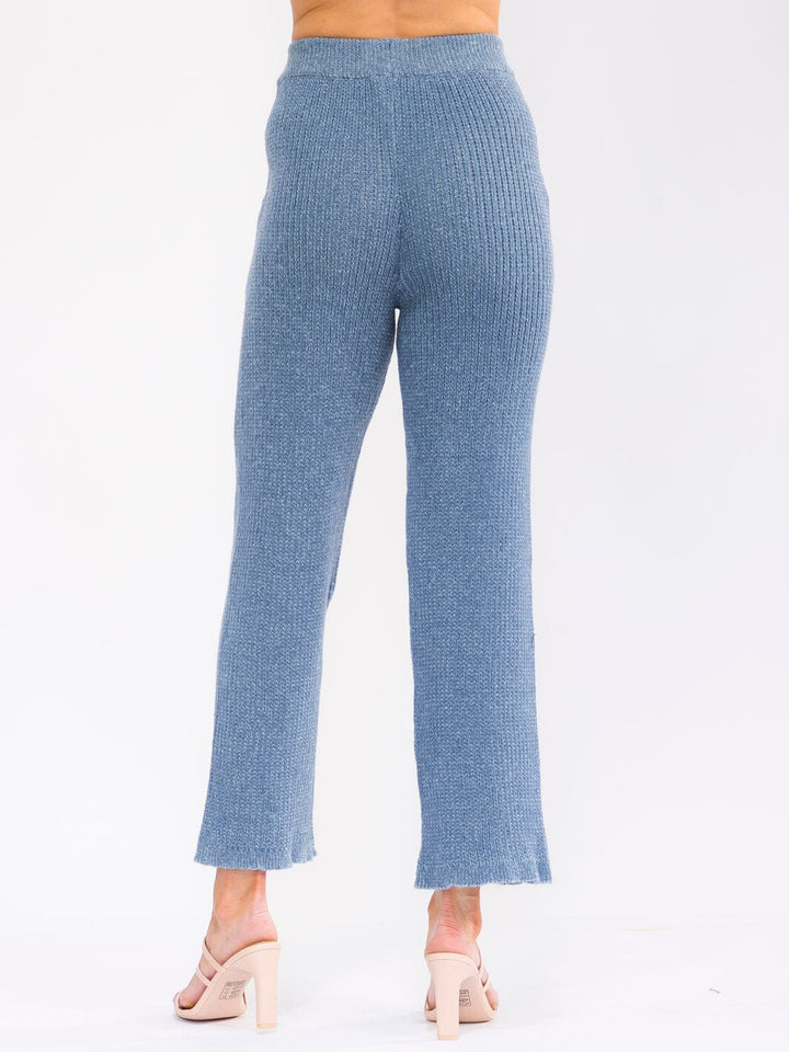 WOMEN'S ELASTIC WAIST FRONT POCKETS WIDE LEG PANTS