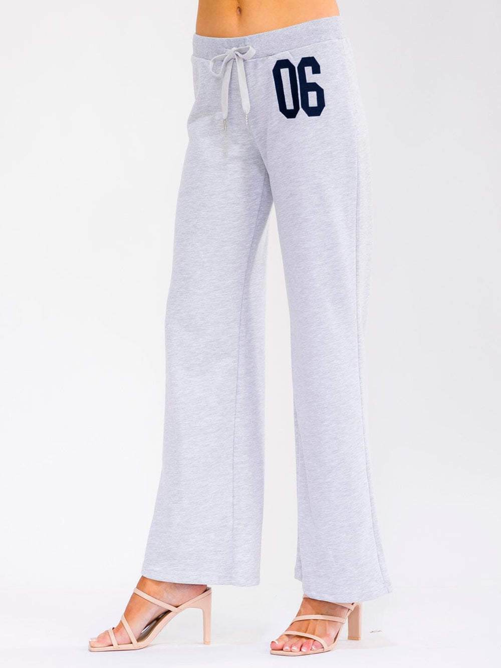 WOMEN'S ELASTIC WAIST SELF TIE GRAPHIC WIDE LEG PANTS