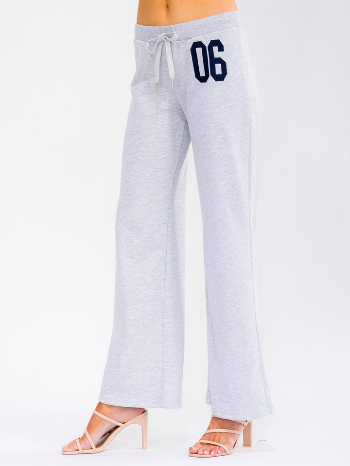 WOMEN'S ELASTIC WAIST SELF TIE GRAPHIC WIDE LEG PANTS