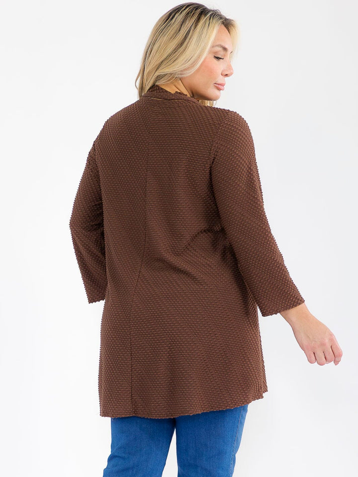 PLUS SIZE 3/4 SLEEVE W/SCARF DETAILED TUNIC BLOUSE