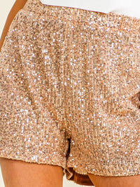 WOMEN'S ELASTIC WAIST SEQUINS MINI SHORTS