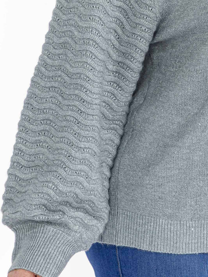 PLUS SIZE LONG DETAILED SLEEVE KNIT PULLOVER SWEATER