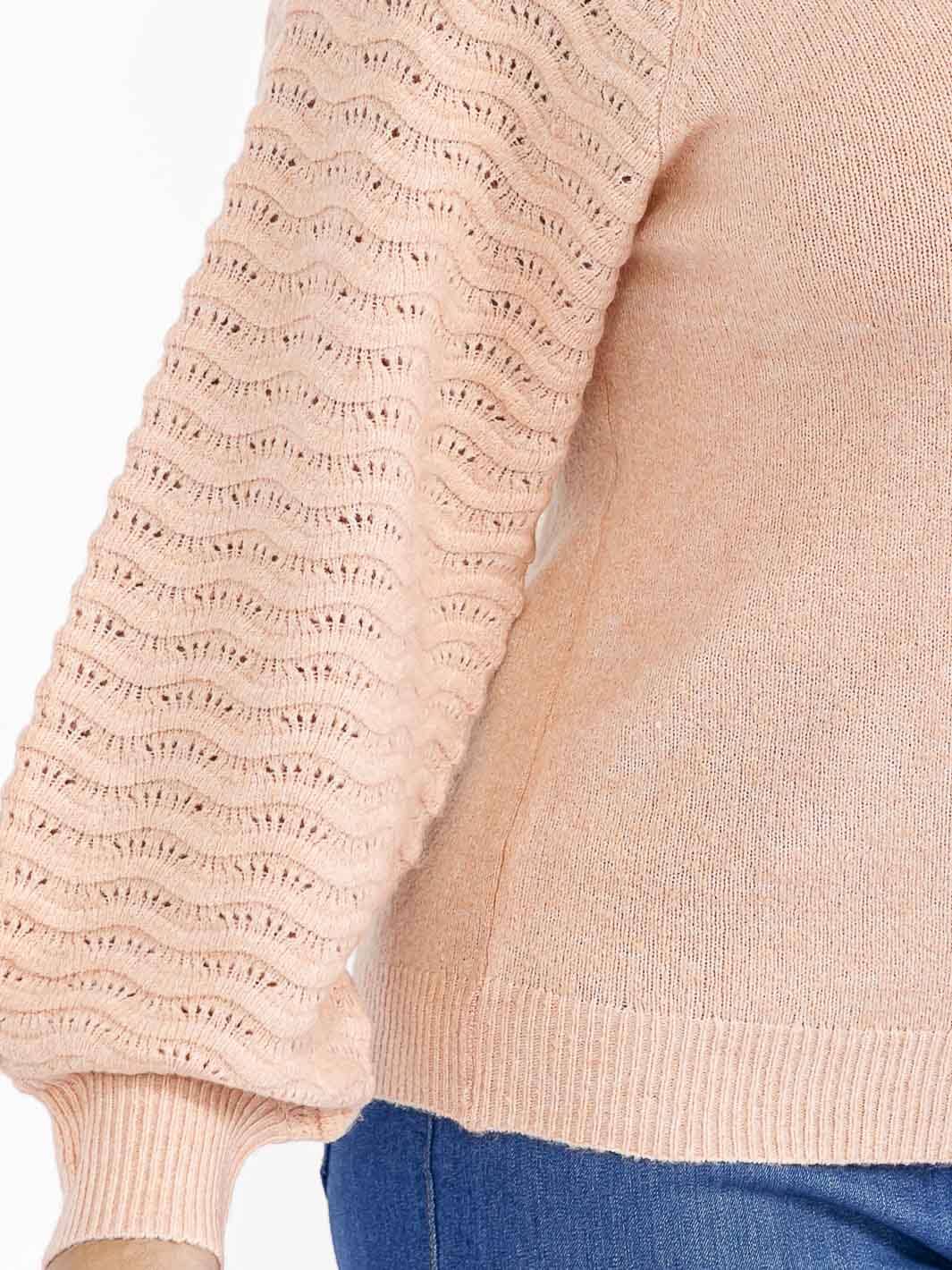 PLUS SIZE LONG DETAILED SLEEVE KNIT PULLOVER SWEATER