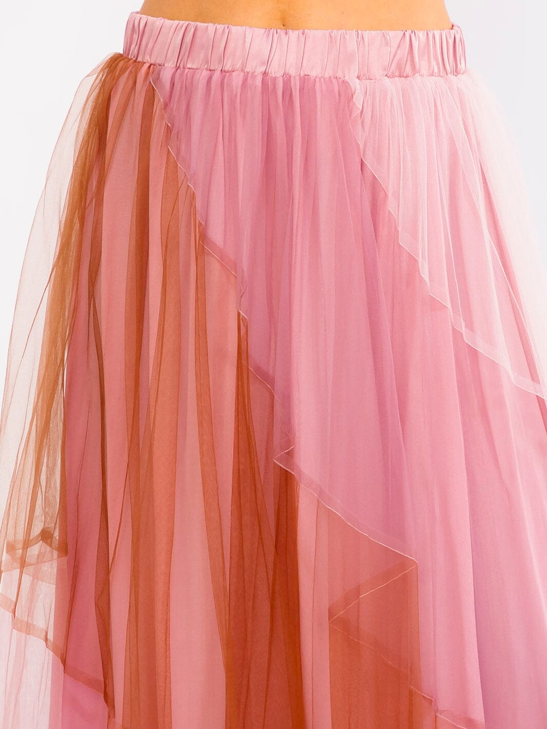 WOMEN'S ELASTIC WAIST TIERED COLORBLOCK MAXI SKIRT