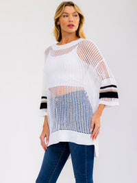 WOMEN'S SHORT SLEEVE KNIT PULLOVER COVER UP TOP