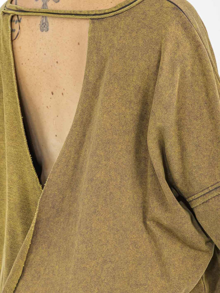 PLUS SIZE LONG SLEEVE OPEN BACK OVERSIZED TOP