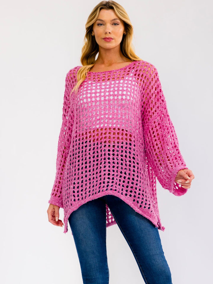 WOMEN'S LONG SLEEVE KNIT PULLOVER COVER UP TOP